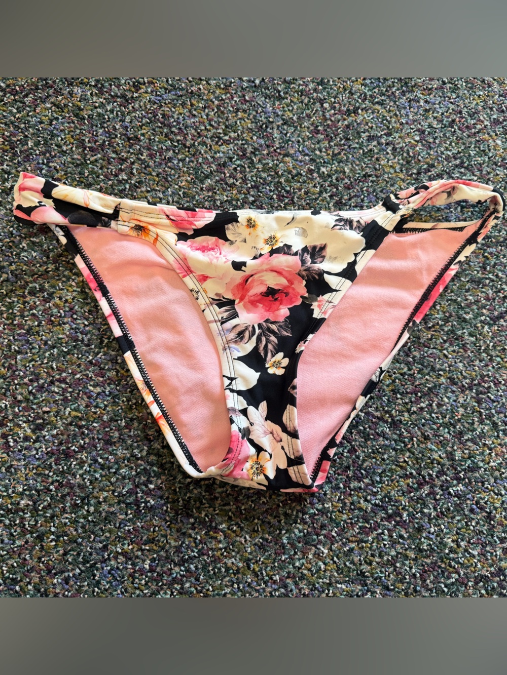 Xhilaration Floral Bikini Bottoms in Black and Pink